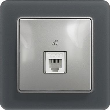 Sedna telephone socket (aluminium insert, smoke matte frame)